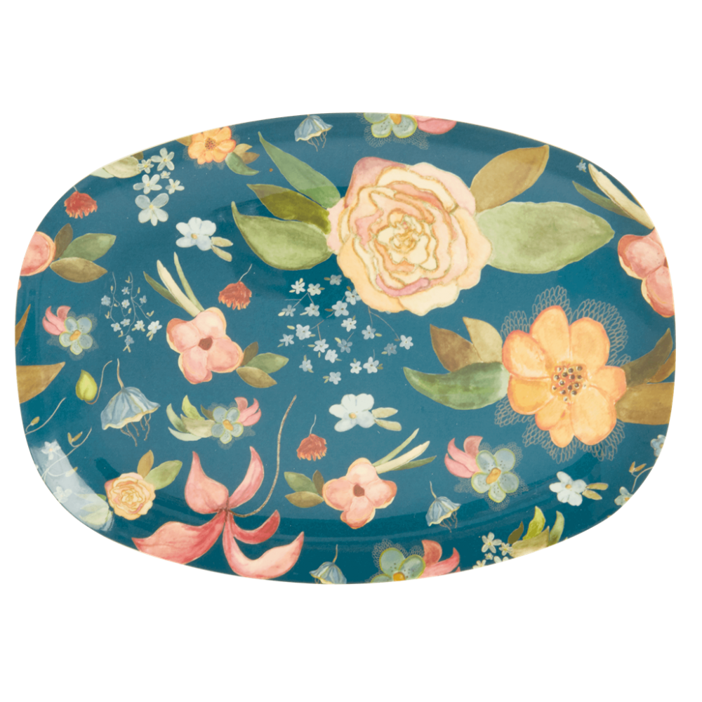 Selma's Fall Flower Print Rectangular Melamine Plate By Rice DK